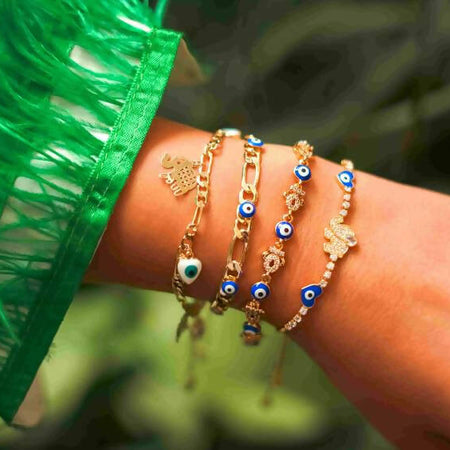 Gold plated evil eye bracelet