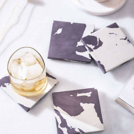 Grey Faux Marble Coaster Set
