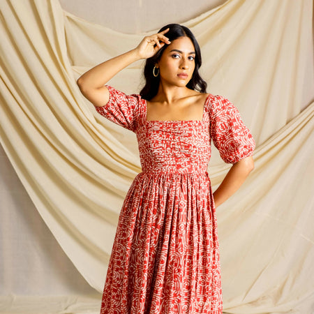 Peated printed dress