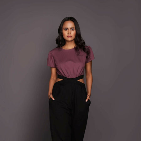COLOURBLOCK FRONT CROSS JUMPSUIT