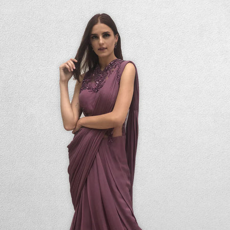 Mauve Colored Drape Saree