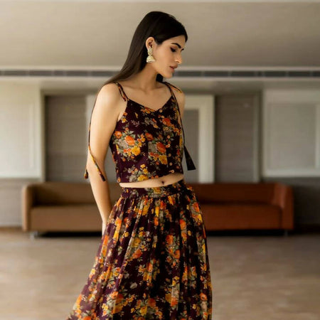 Brown Maxi Tier Skirt
