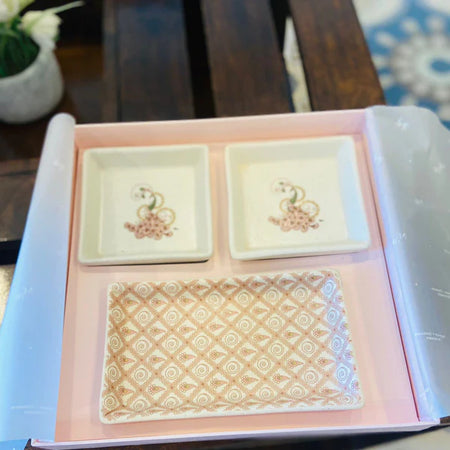 3 Platter Printed Gift Set - Peacock