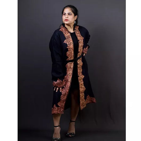 Brown and Black Embroidered Jacket
