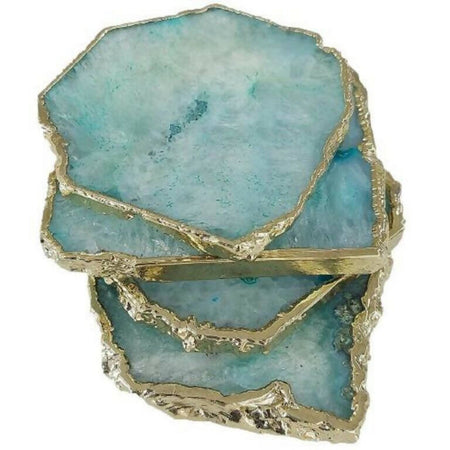 Aqua Agate Coaster Set 4 Pcs