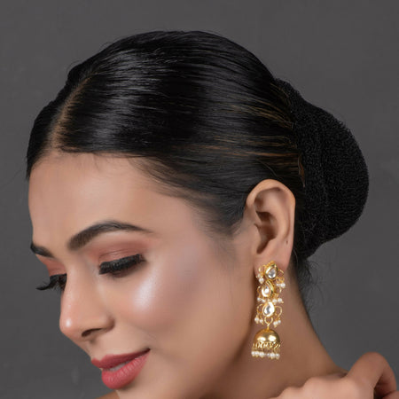 Classic Gold Tone Kundan Inspired Jhumkis