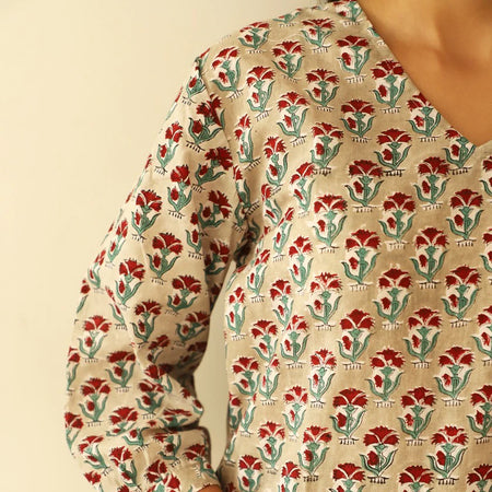Soraya Hand Block Printed Long Kurta 2 pc set