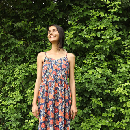 Blueberry Blue Gathered Dress