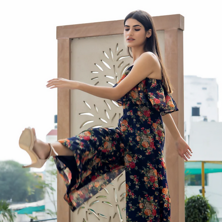 FLORAL RUFFLE JUMPSUIT
