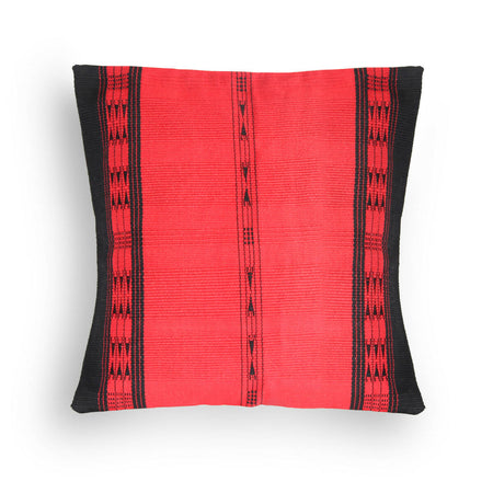 Handwoven Khonoma Red and Black Tribal Cushion Cover