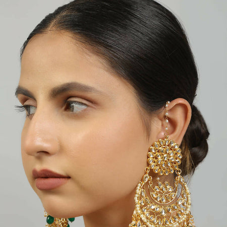 Kundan emerald beaded Showstopper Chandbali