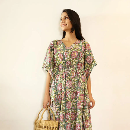 Siya Handblock Cotton Kaftan