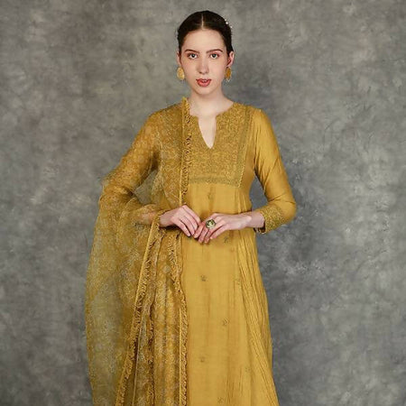 Olive Chanderi Kurta Set