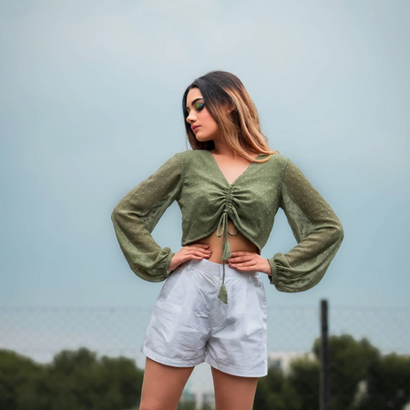 White dotted shorts
