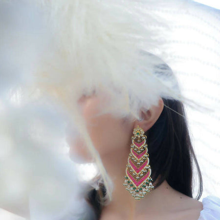 Adriya Red Kundan Earrings