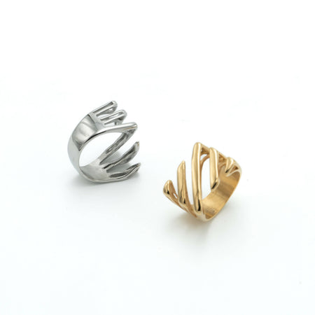 Mirage Unisex Rings - Set of 2 (Gold and Silver)