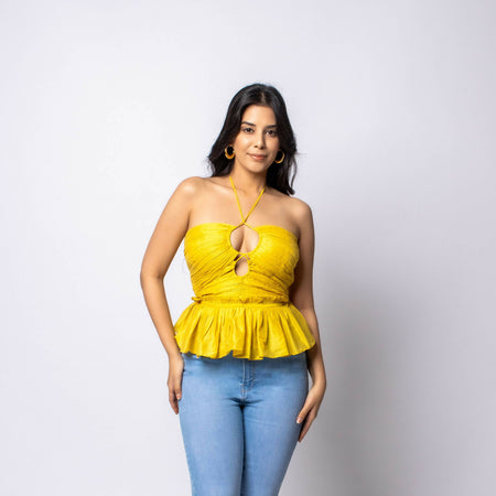 Gathered peplum top