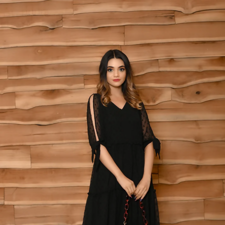 Black melanite v neck dress