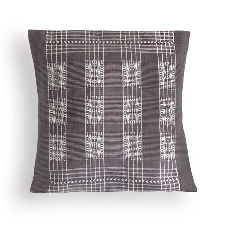 Handwoven Pamo Grey and White Tribal Cushion Cover