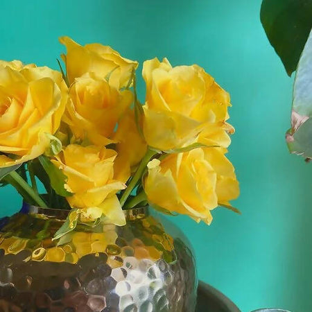 Pot Vase in Hammered Gold Finish
