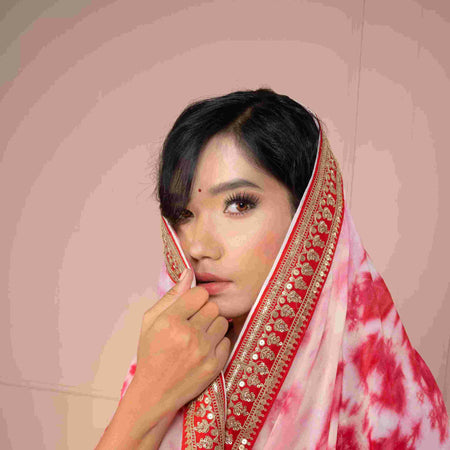 Red Tie Dye Saree