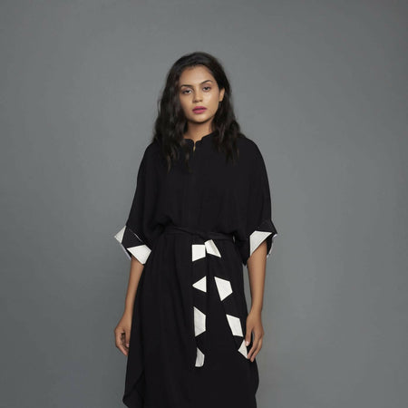 Black & White Oversized Georgette Dress