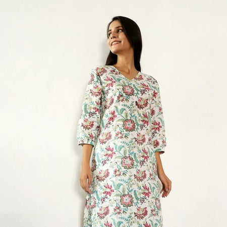 Blanched Long kurta Pyjamas 2 pc set