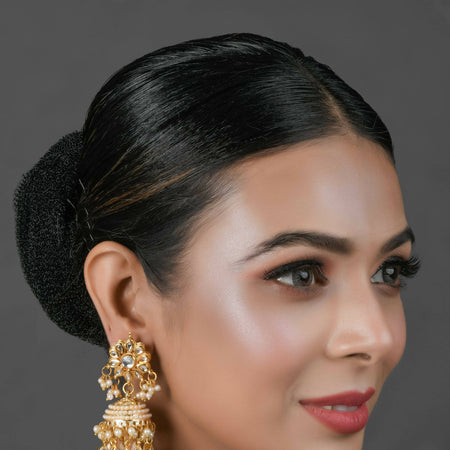 Emerald & Pearl beaded Jhumki