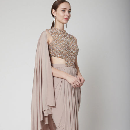 Rose Gold Drape Saree