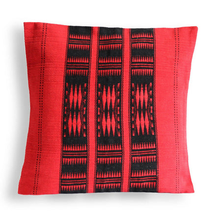 Handwoven Shilloi Red and Black Tribal Cushion Cover