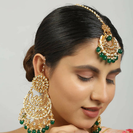 Kundan Chandbali & Maang Tikka set