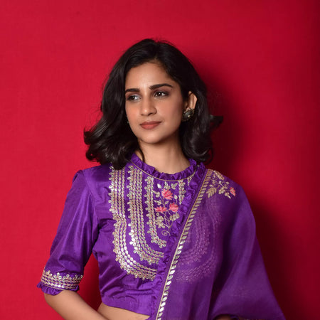 Arashi on Organza Lehenga Set - Purple