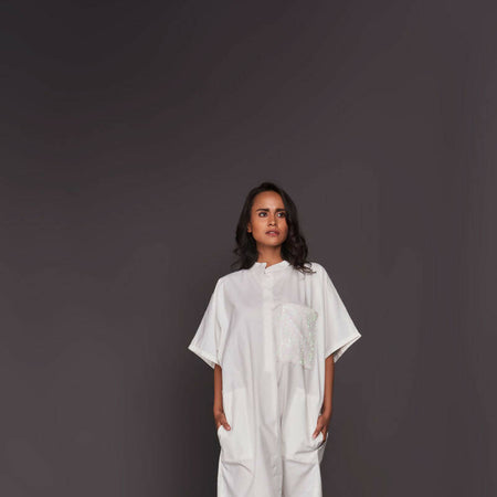 SHIRT DRESS WITH SEQUIN PATCH POCKET