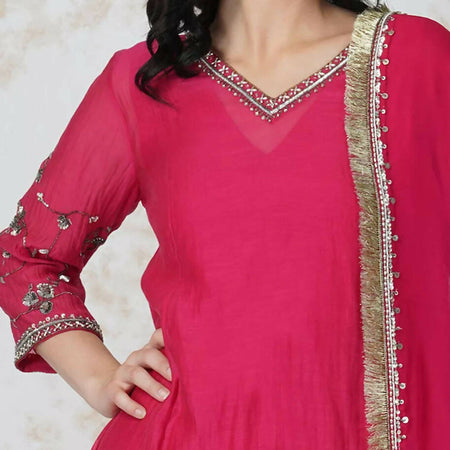 Antique Work Rani Kurta Set